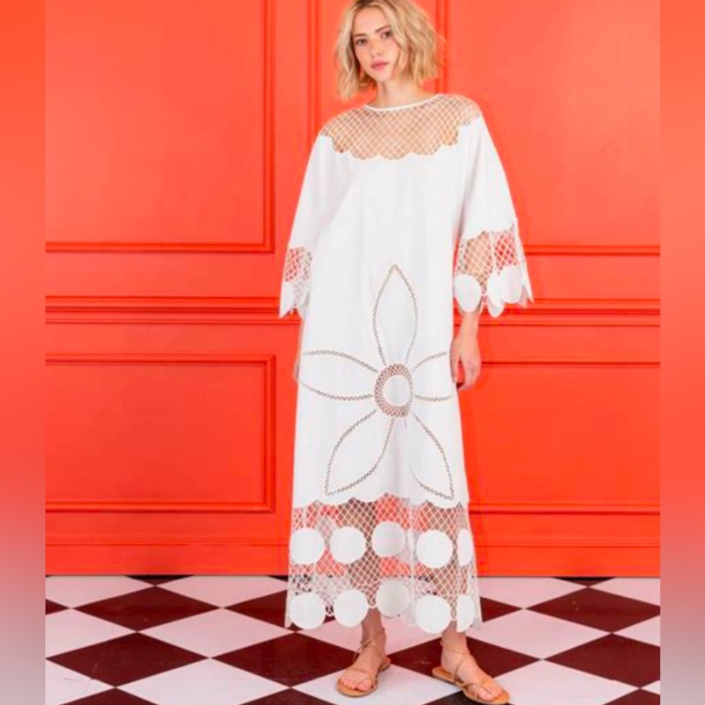 La Vie Style House white net tie back dress